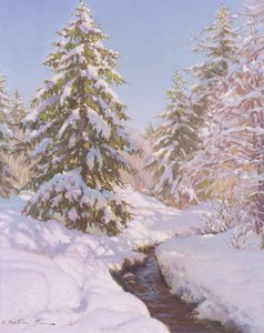 Scène de neige en France - Constantin Alexandrovich Westchiloff